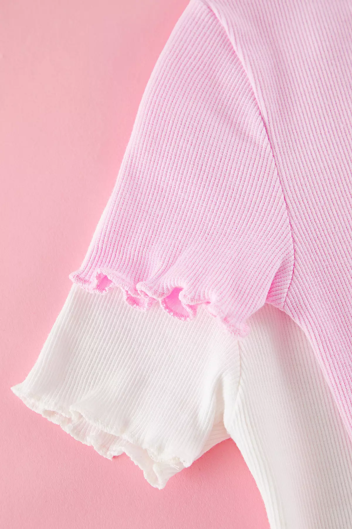 Ecru-Pink Girl'S Crop T-Shirt, Crop Short Sleeve, 2-Pack Cotton Knitted Tkdss25Ts00027