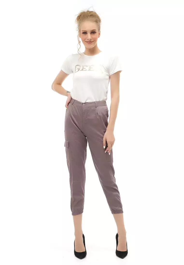 Jourel Jogger Pants Kasual Wanita Material Cotton ORIGINAL - Latte