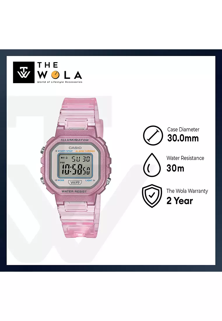 Pop Series LA-20WHS-4A Kids Pink Transparent Resin Band Digital Watch