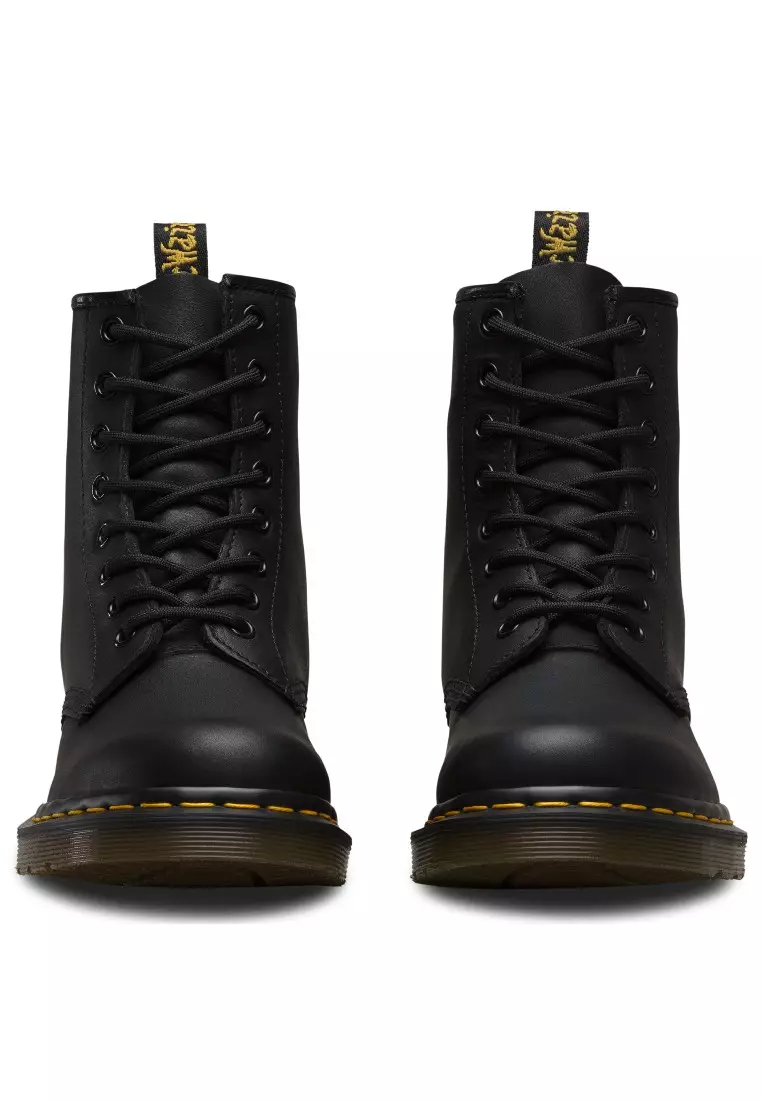 1460 greasy leather lace up boots