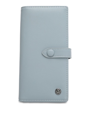 Volkswagen blue Women's Pin Button Bi Fold Leather Long Wallet / Purse With Coin Compartment 6D07CACE1AB973GS_1