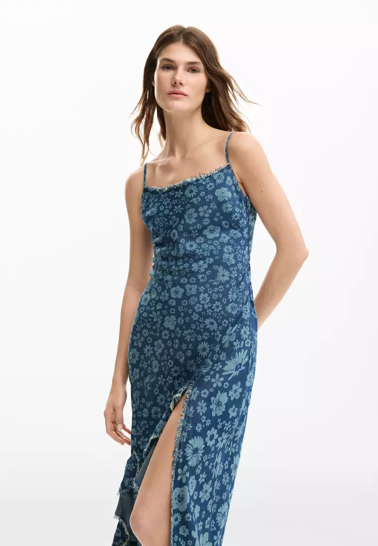 Denim ruffle dress