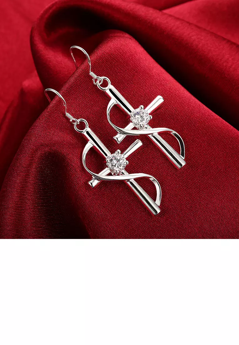 Buy Glamorousky Silver Plated Simple Elegant Fashion Cross Cubic Zircon