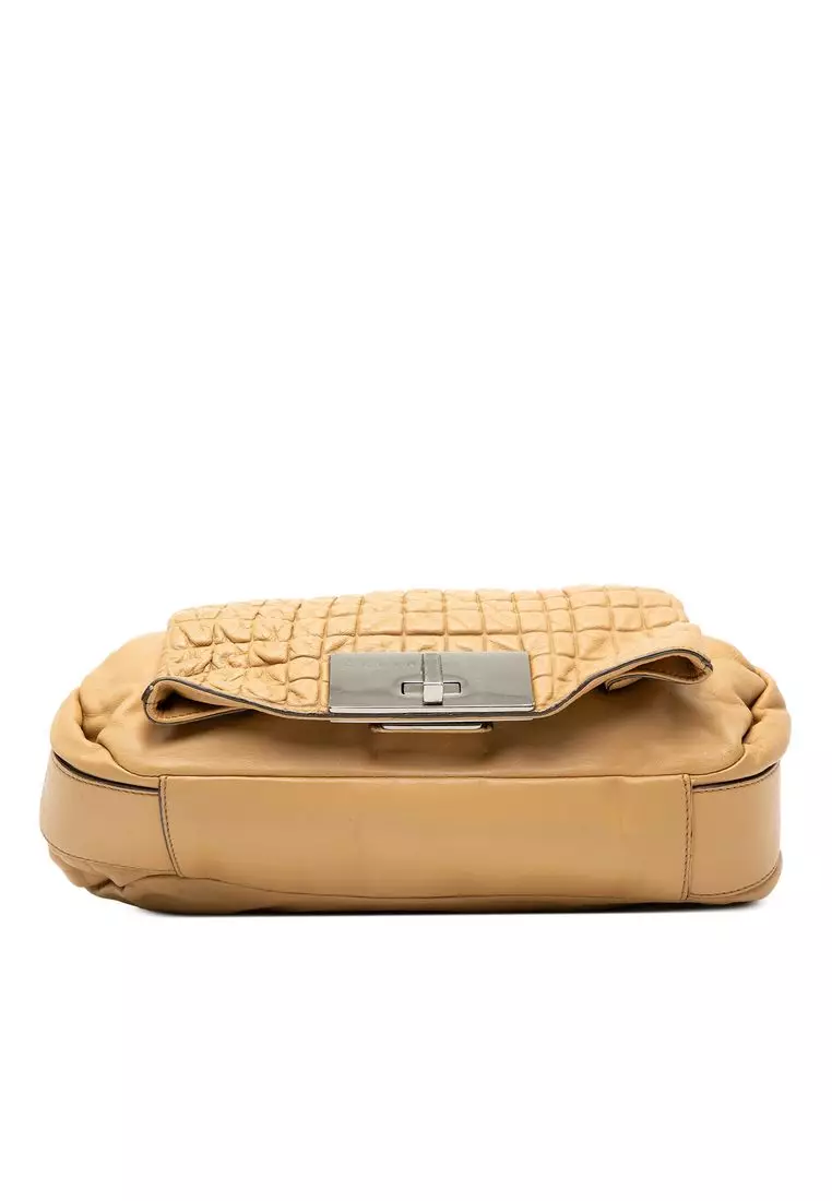 Pre-Loved Celine Lambskin Watch Me Gauffre Flap Shoulder Bag