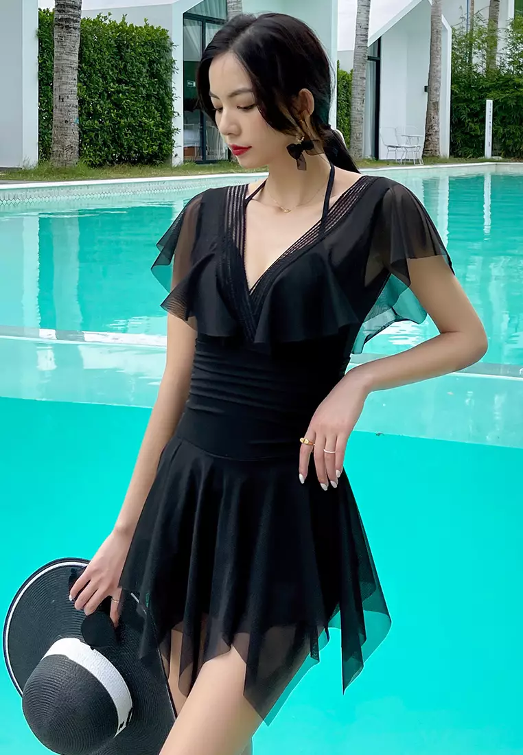 Buy A IN GIRLS Sexy Gauze Open Back One Piece Swimsuit 2024 Online