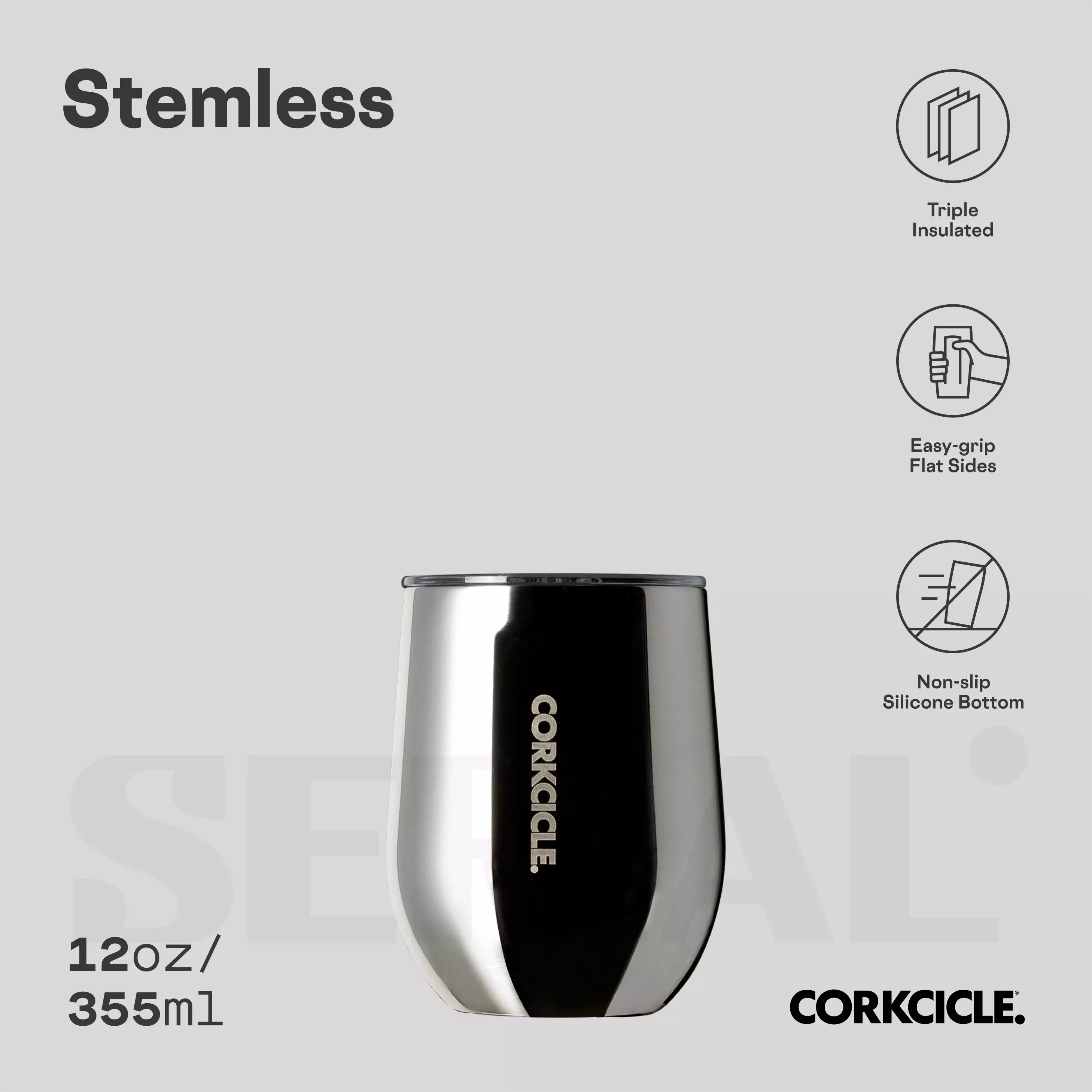 CORKCICLE® Stemless 12oz - Tungsten