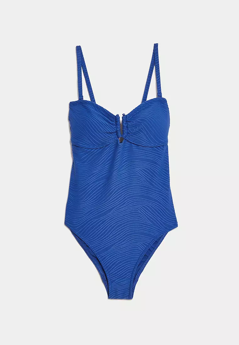 Tummy Control Textured Bandeau Swimsuit