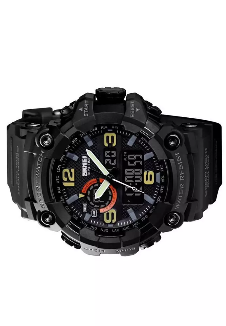 Jam Tangan Casual Digital Analog 3 Time Pria Water Resistant 50m Strap Tali Material Rubber KA13 ORIGINAL