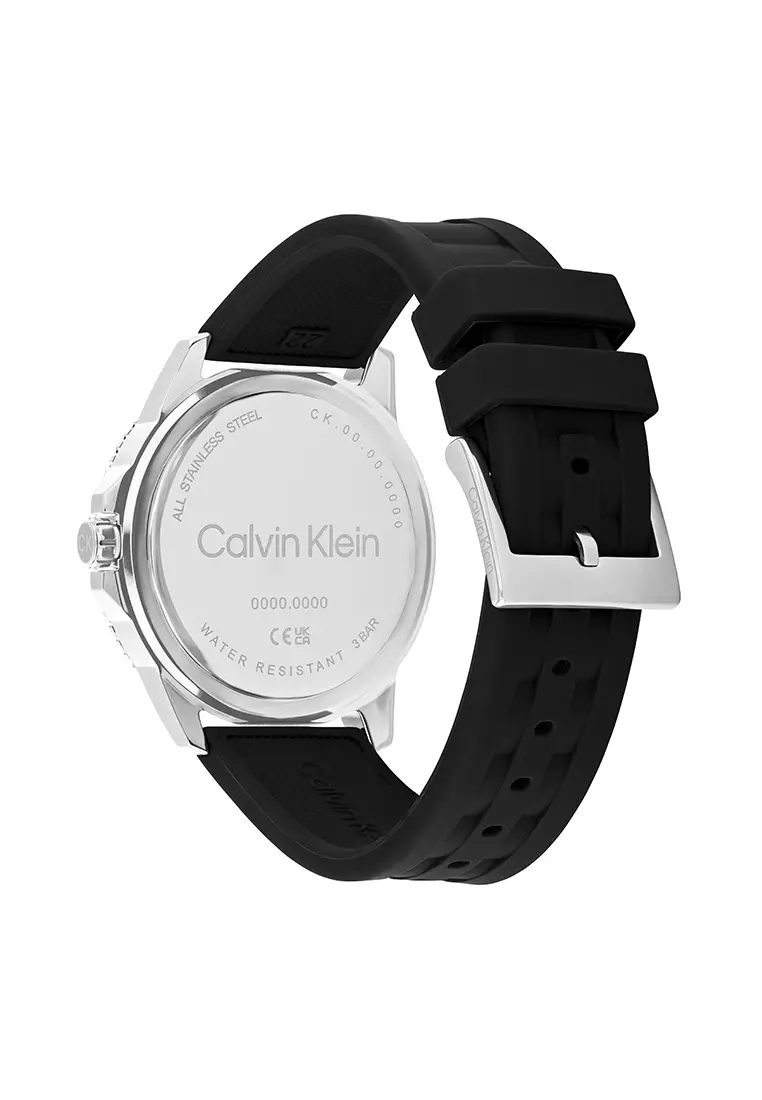 Buy Calvin Klein Watches Men s Black Silicone Strap and Black Dial