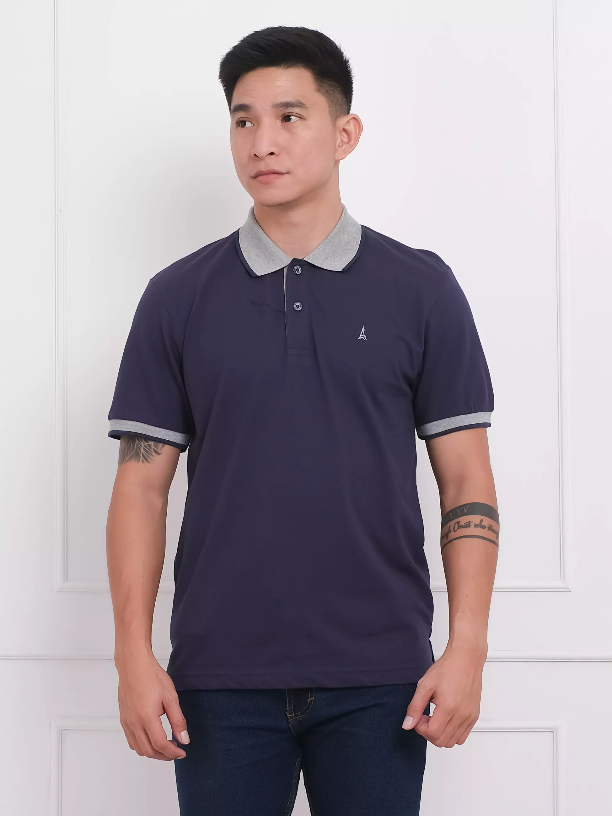 Andre Michel Polo Shirt Slim Fit Lengan Pendek Navy 3400