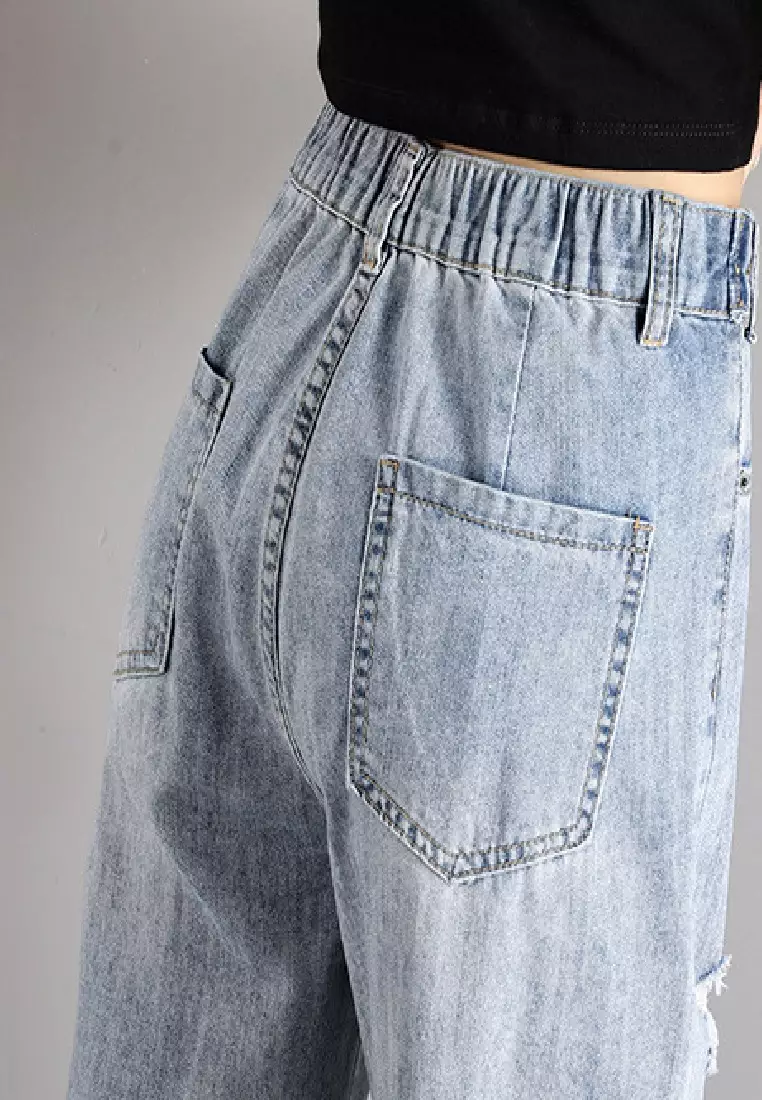 Korean New Shredded Ripped Jean CA100899LB