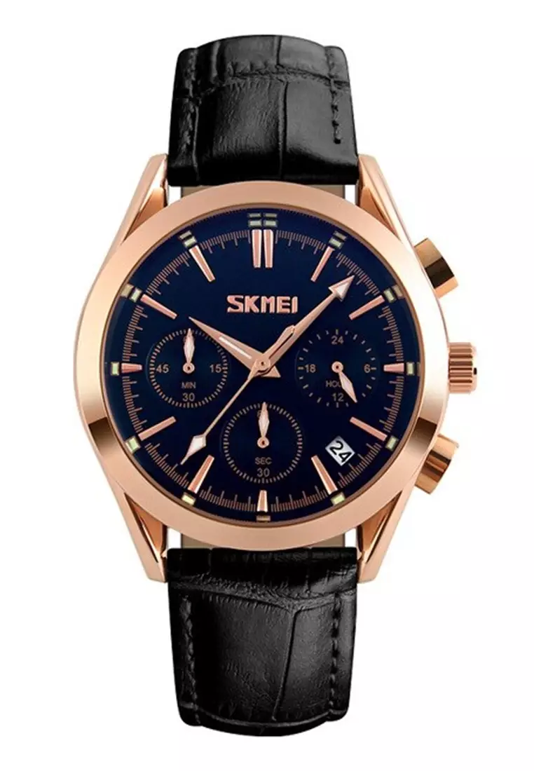 Jam Tangan Casual Analog Pria Waterproof 30m Strap Tali Material PU Leather MD77 ORIGINAL