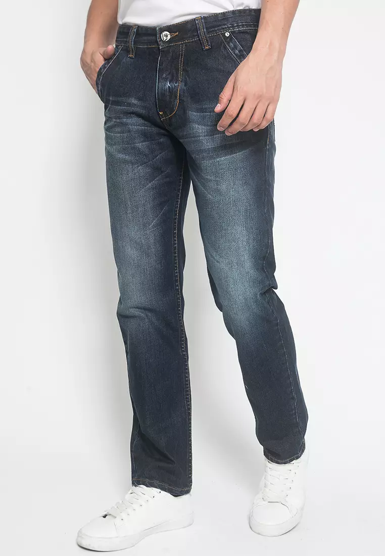 LGS - Celana Jeans - Celana Panjang - Washed - Biru Dongker - Slim Fit - JPF.492.P047.A589.C