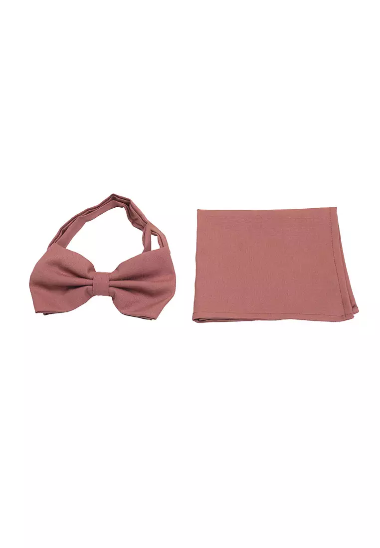 Houseofcuff Dasi Kupu Bowtie Pocket Square Saputangan Dusty Pink A27