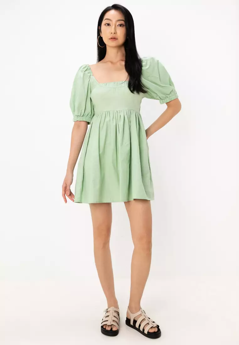 Mini Smock Dress With Shirred Back