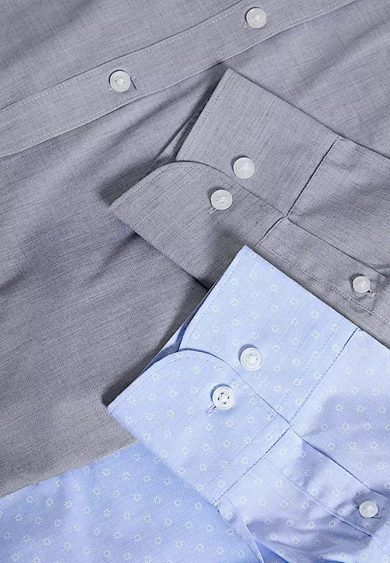 2Pk Slim Fit Easy Iron Cotton Blend Shirts