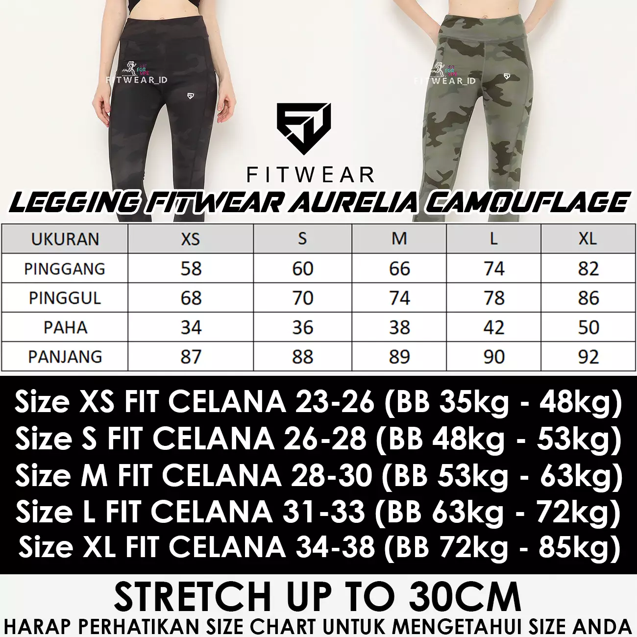 FITWEAR - ELIA POCKET CAMOUFLAGE SPORT LEGGING - BLACK