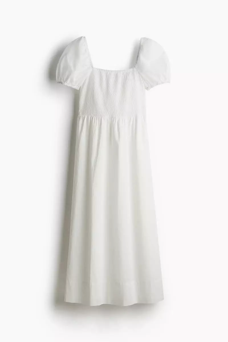 Puff-sleeved cotton dress