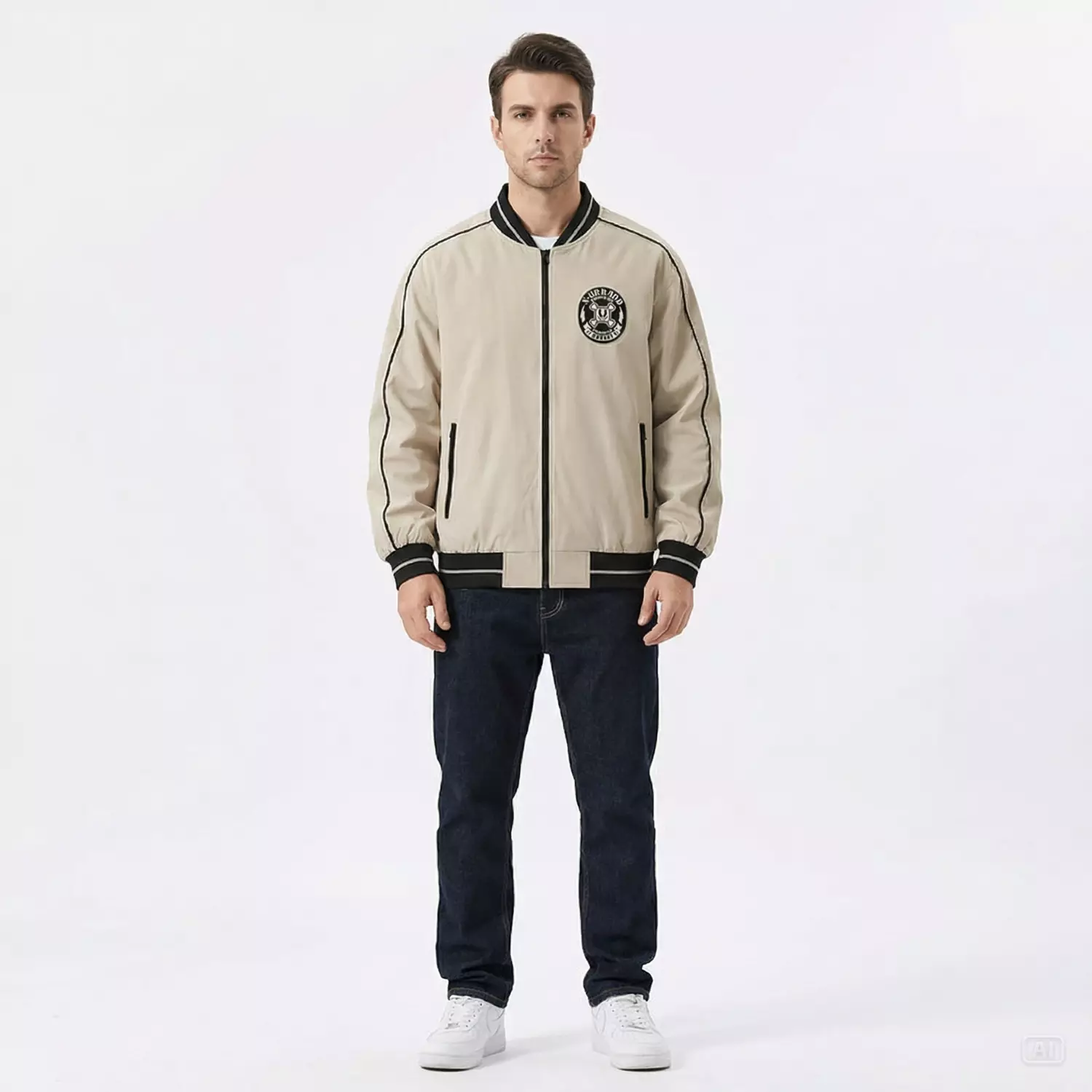 Jaket Varsity Krem