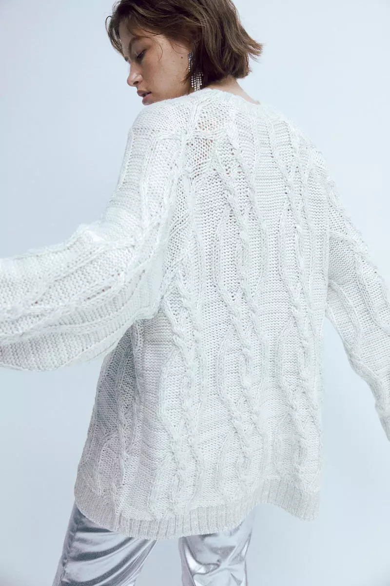 Oversized shimmering metallic jumper