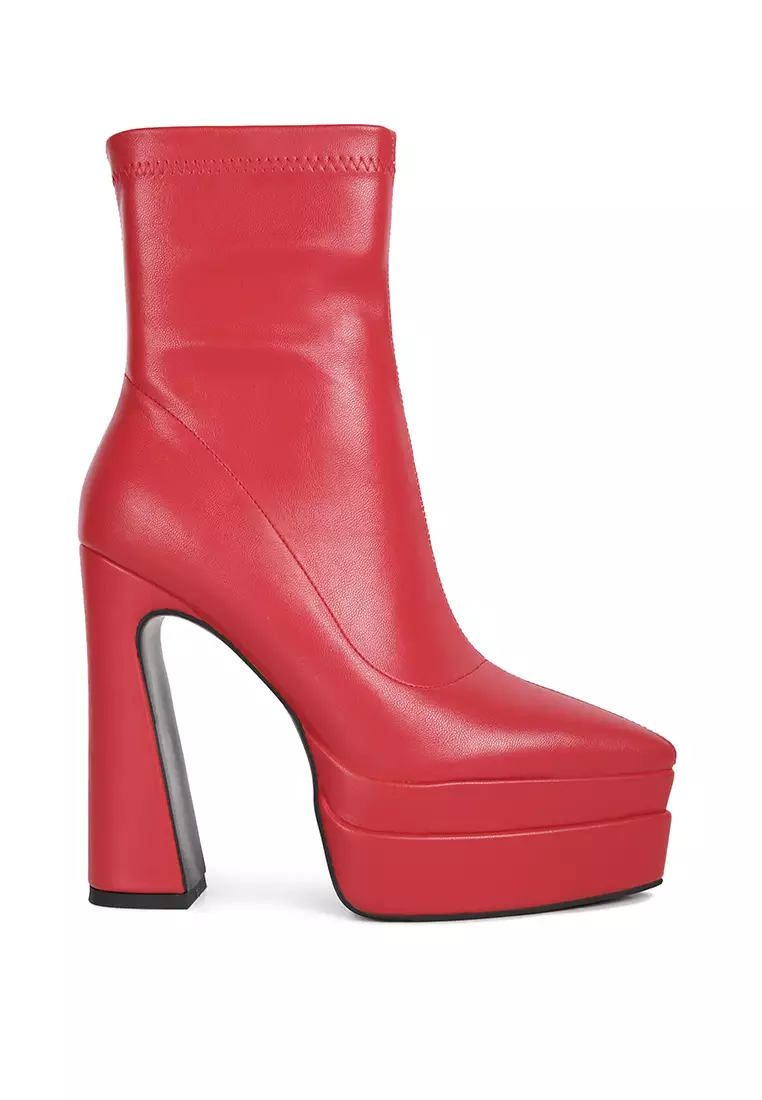 Red leather platform boots top