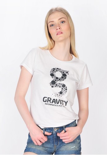 SJO's Graphic Gravity White Women's T-Shirt