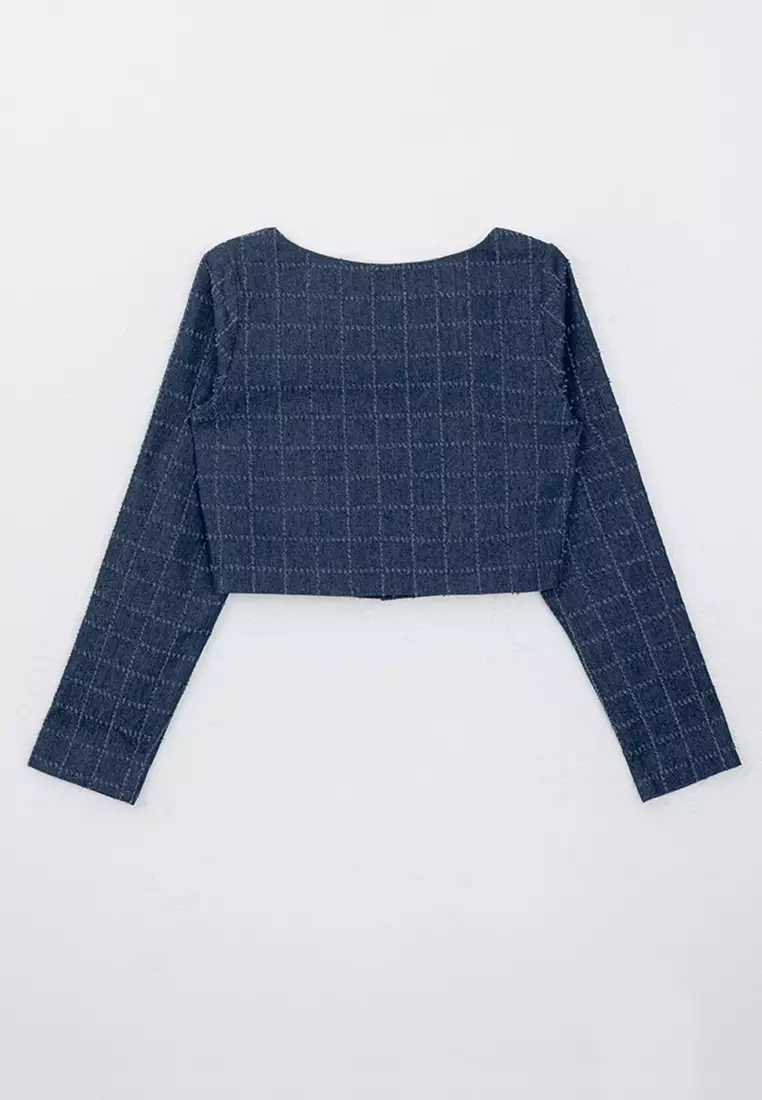 Tweed Square Neck Top