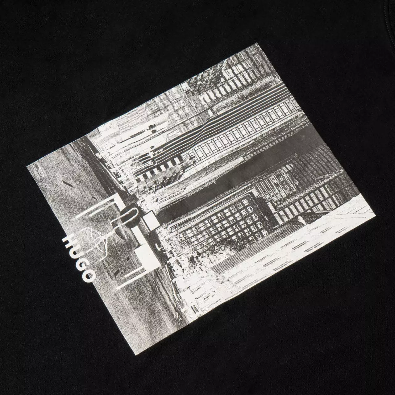 Cotton Jersey T-Shirt with Printed Artwork City Black