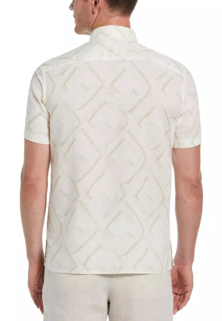 Buy Perry Ellis Short Sleeve Linen Blend with print Shirt 2026 Online ...