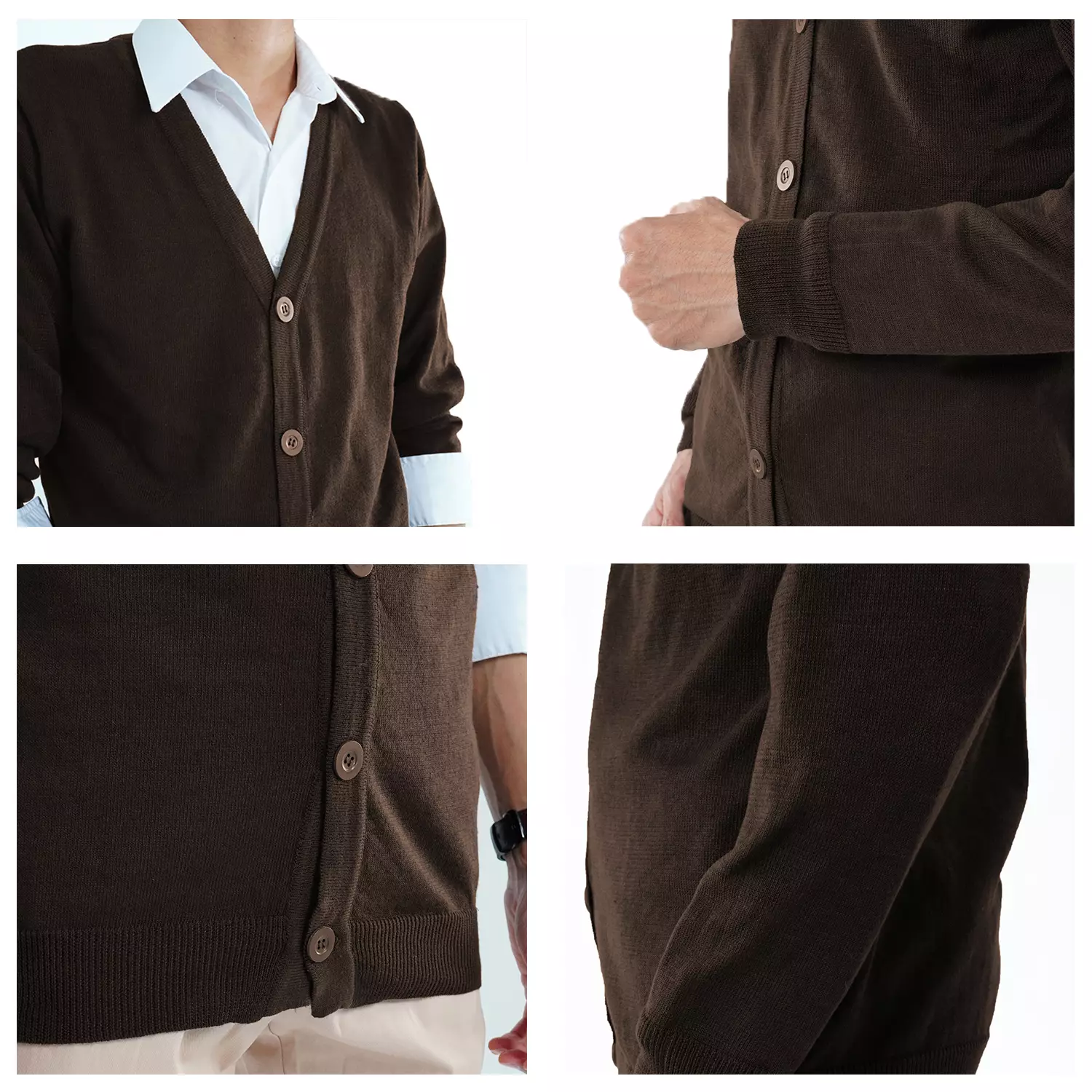 RICO Cardigan Rajut V Neck Fashion Korea Kardigan Pria Leher V - KOPI
