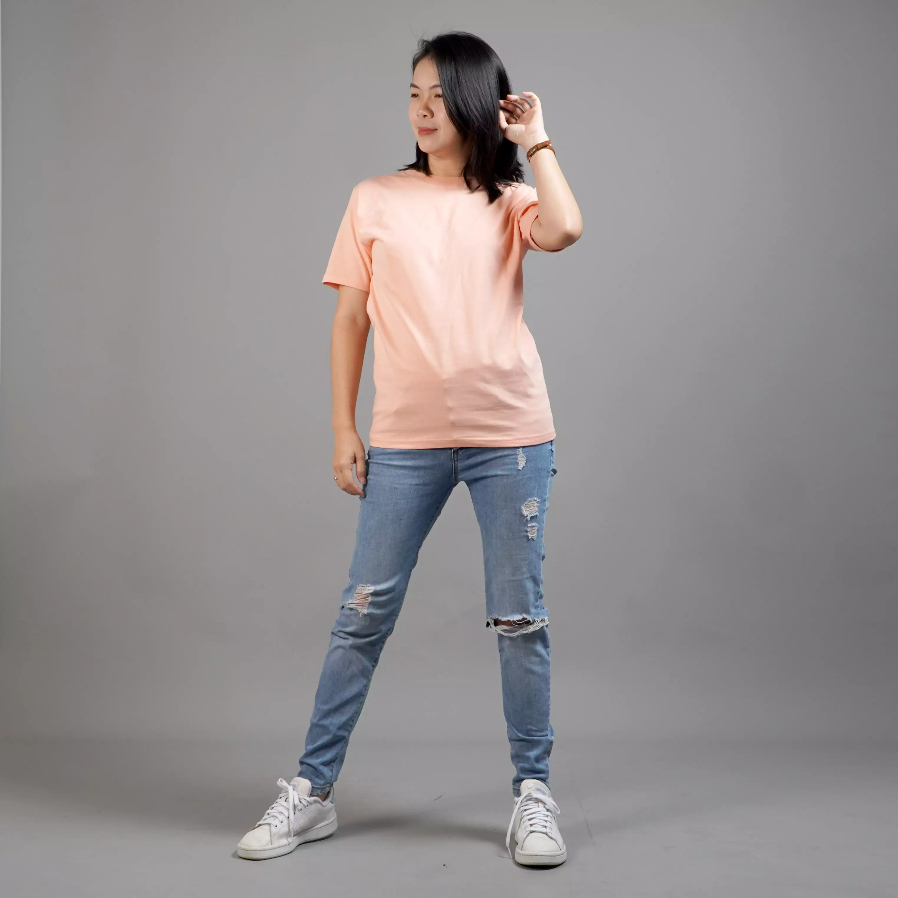 UNILO Size S-BIG Kaos Polos Wanita Basic TShirt Cotton - Peach