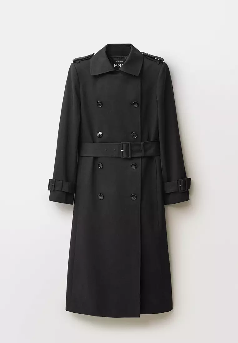 Double-Button Cotton Trench Coat
