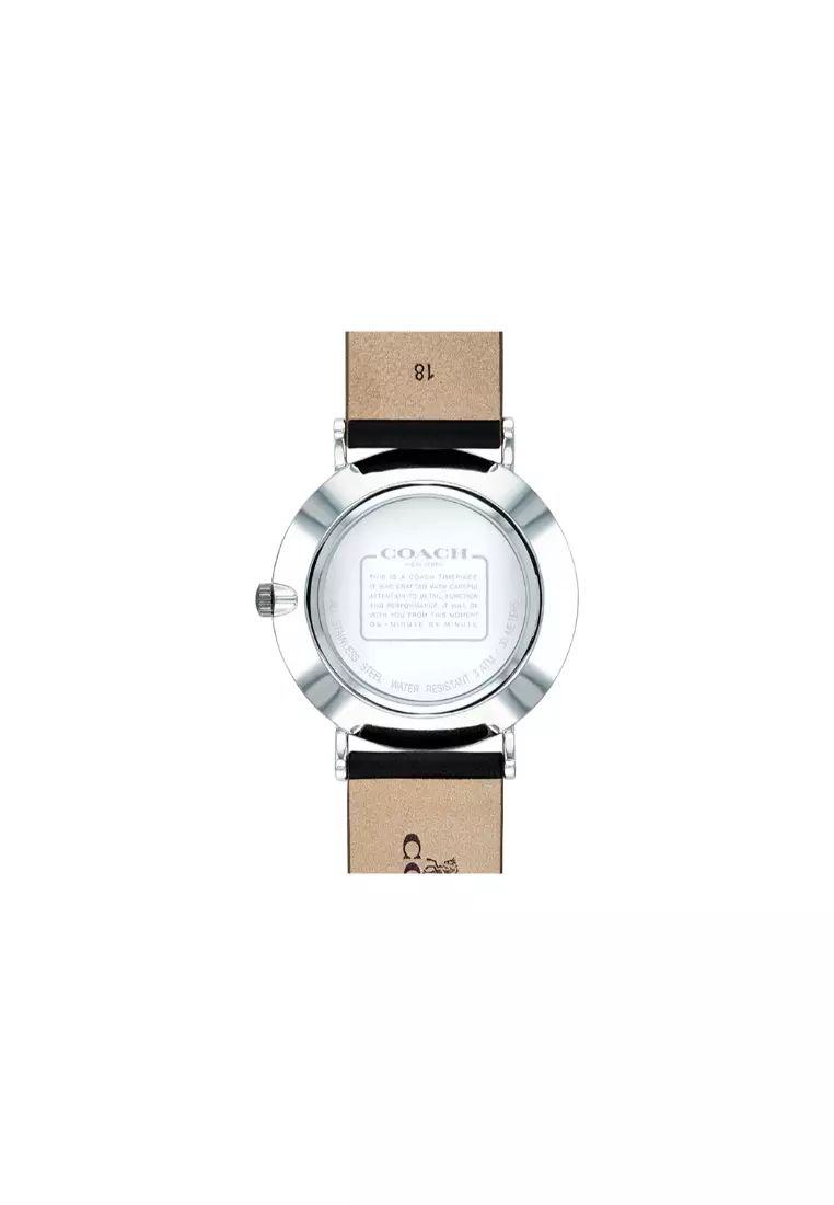 Perry Women's Watch Black Calfskin Strap - Silver White Dial 14503115