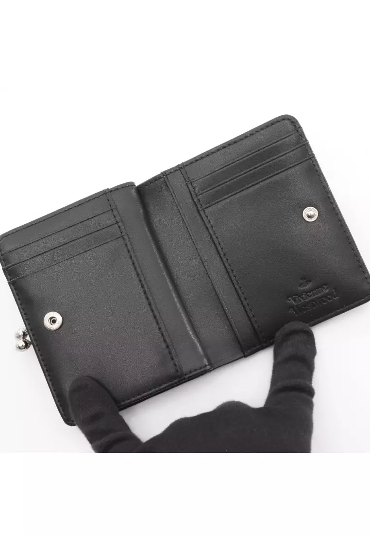 Pre-Loved Vivienne Westwood ANNIE WALLET WITH COIN POCKET clasp Bi-fold wallet Fake leather black