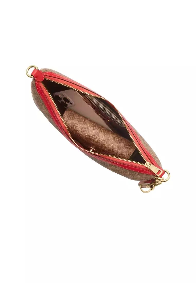 Aria Shoulder Bag In Signature Canvas Tan/Carnation CCL26