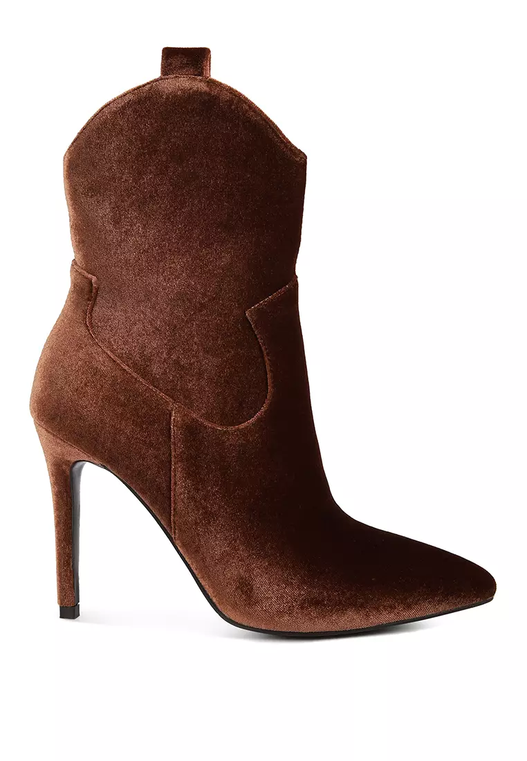 Brown velvet boots best sale