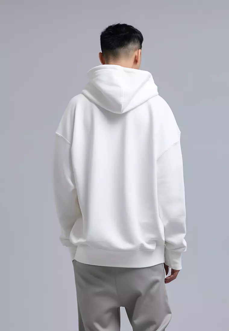 MOA77 Hoodies Premium ScubaLux Anti Kusut Waterproof "Katakana Invert 2lines" Putih