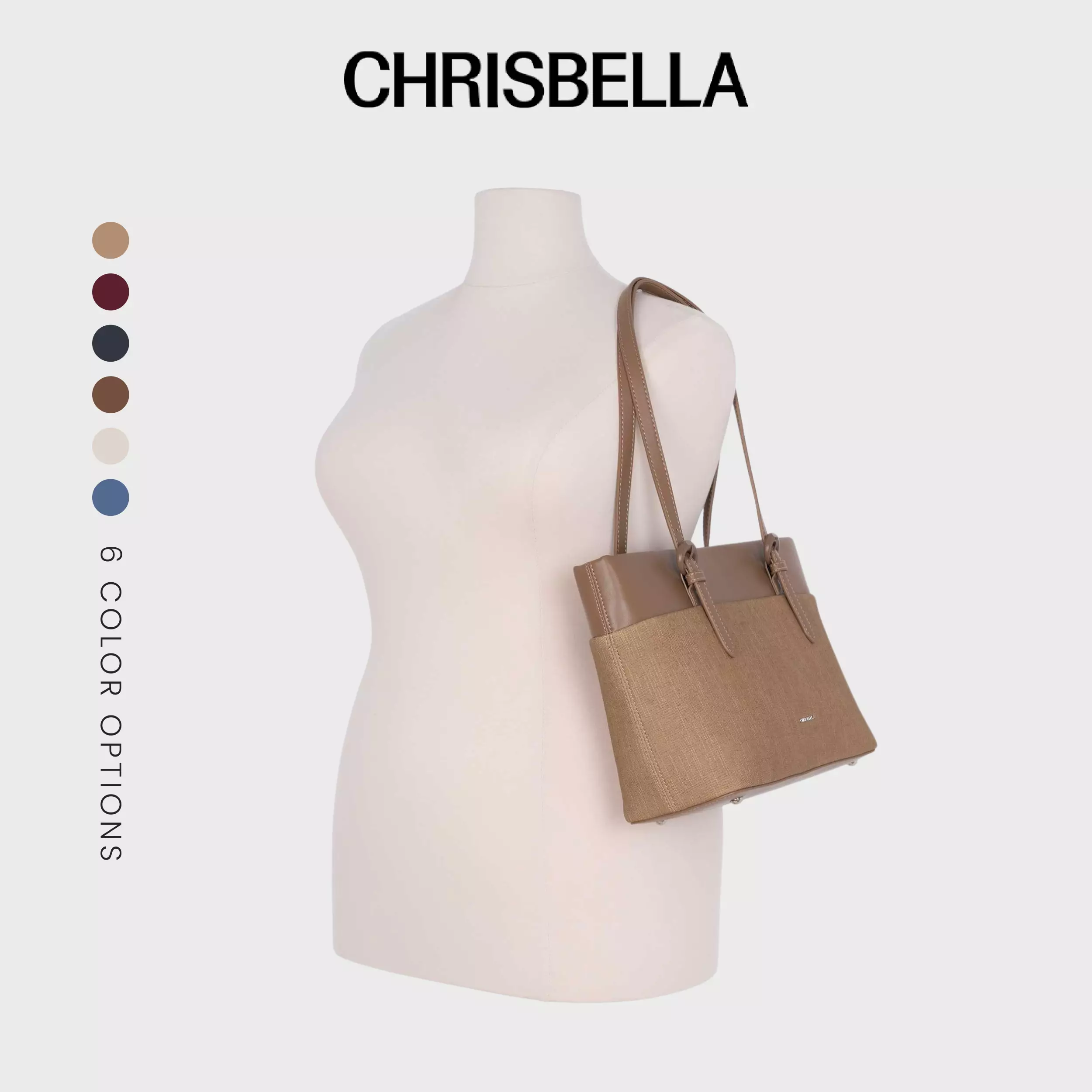CHRISBELLA LENA WORK TOTE SET - KHAKI