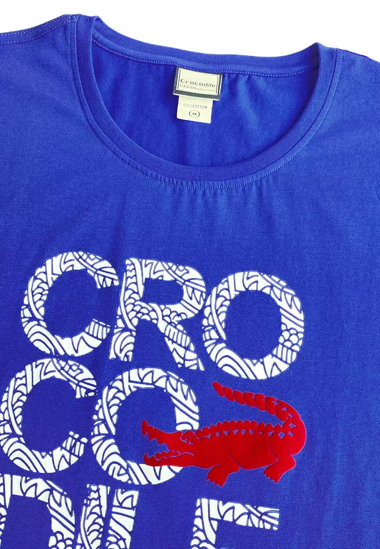 Crocodile CROX 0161 Blue - Men T-shirt Pria Original Slim fit - Katun