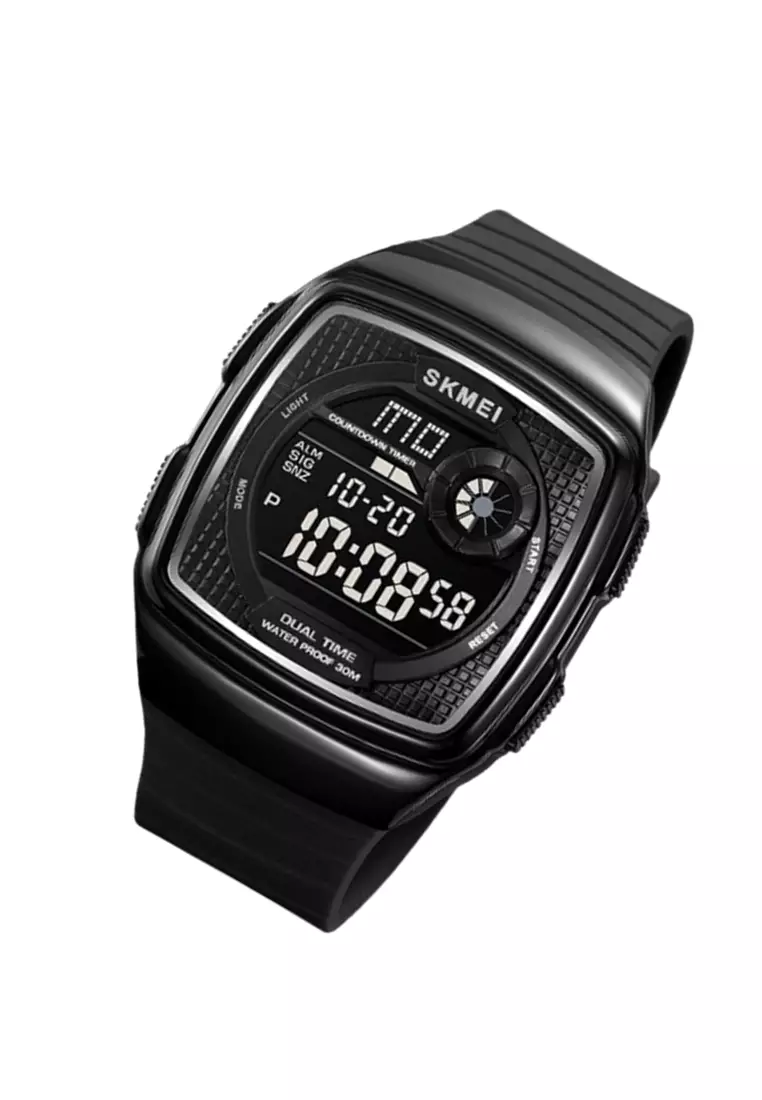 Jam Tangan Digital Pria Alarm EL Light Material TPU Waterproof WB08 ORIGINAL