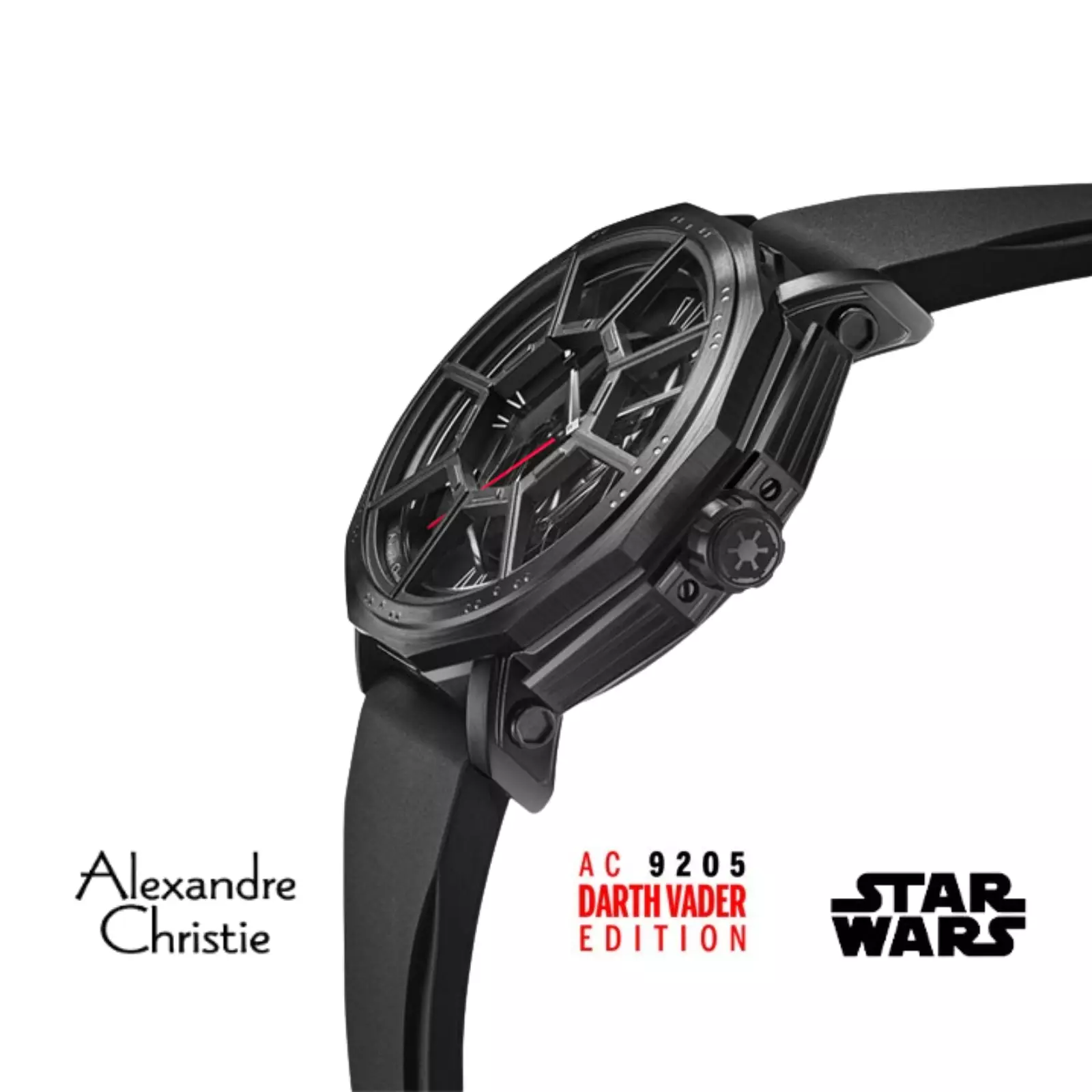 Jam Tangan Pria Alexandre Christie X Star Wars AC 9205 MH RDV-1 Darth Vader Edition Black Rubber Limited Edition