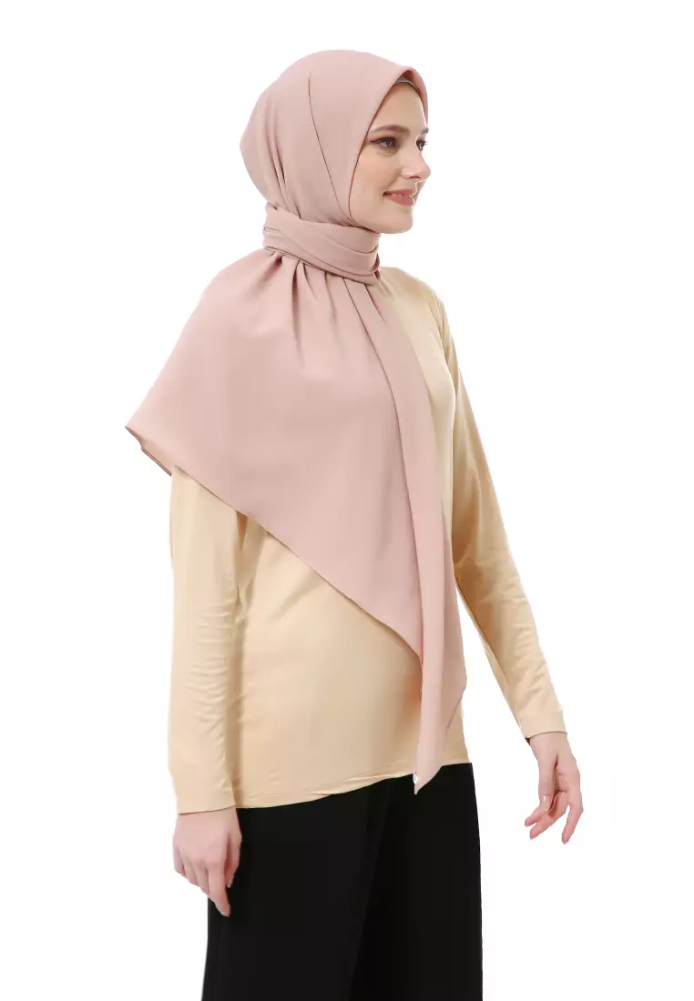 Afshin Jilbab Wanita Segiempat Motif Polos Premium Muslimah - Cream