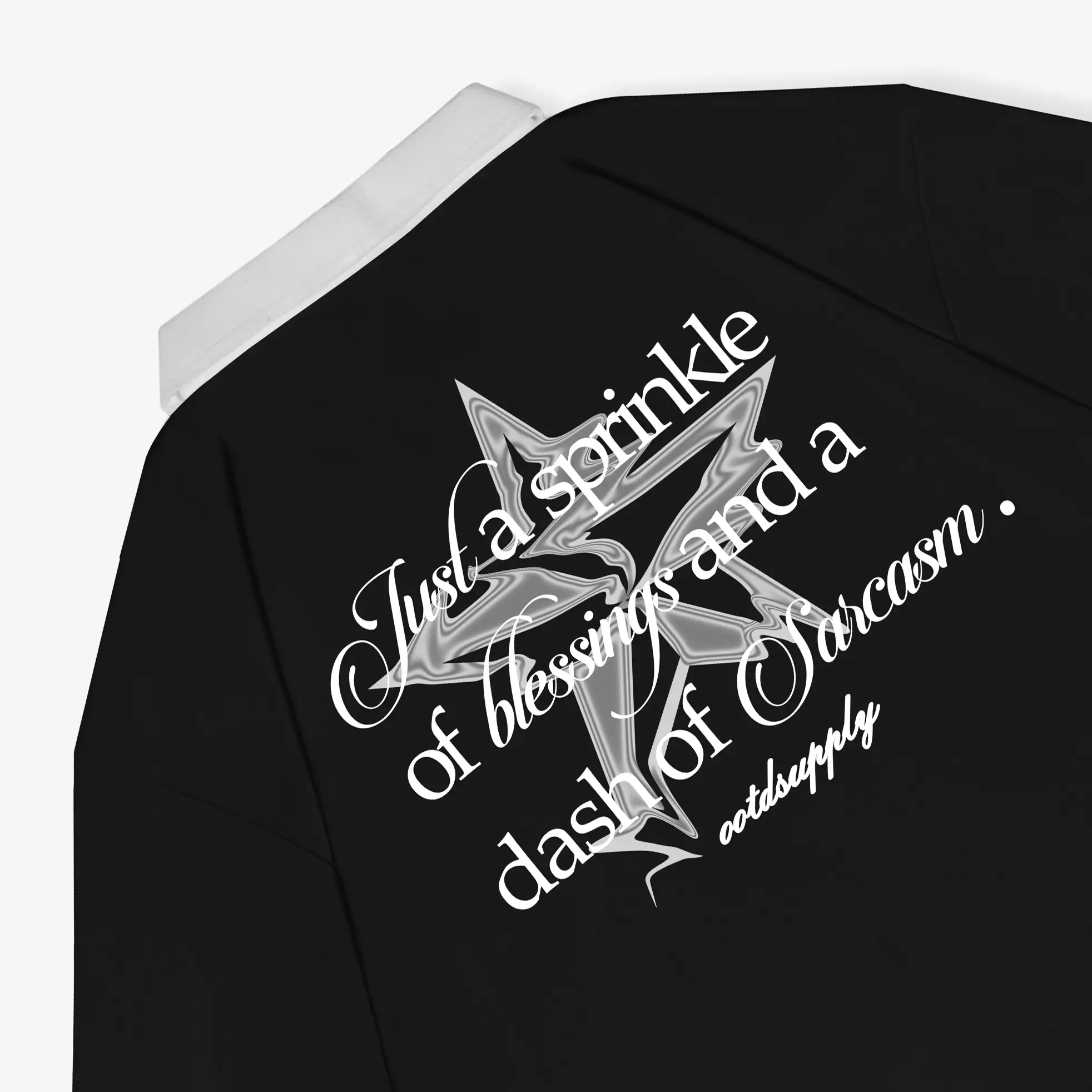 OOTDSUPPLY Oversize Polo Shirt Sprinkle Black & White Collar l Kaos Polo Pria dan Wanita OVZ-PS017