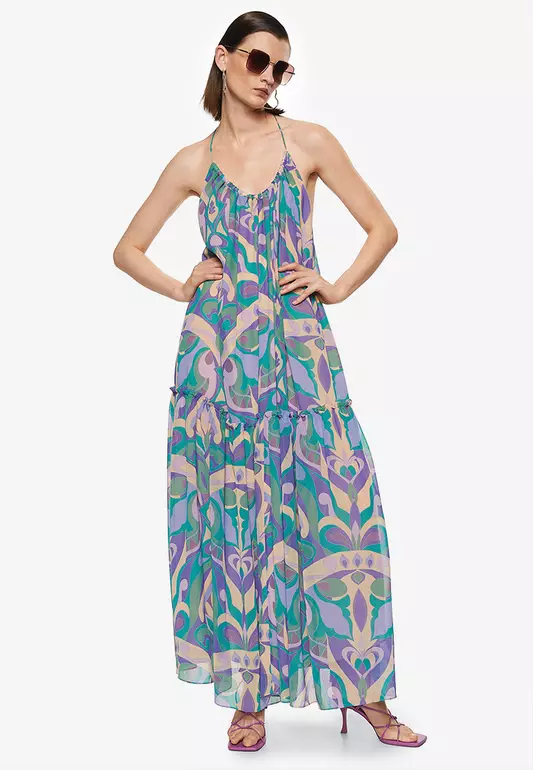 Open Back Printed Dress