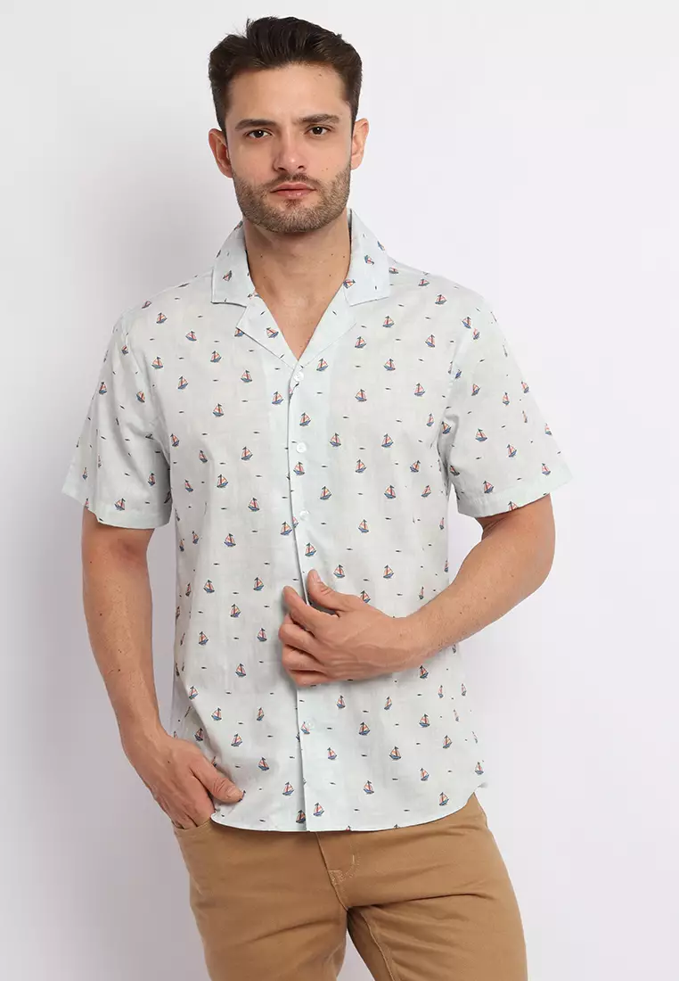 MAGINOT OSCAR WHITE Kemeja Casual Slim Fit Lengan Pendek