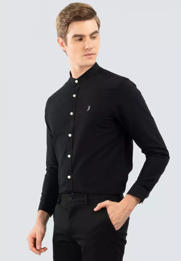 Polo Haus - Men’s Cotton Mix Signature Fit Mandarin Collar Long Sleeve MBLSE002