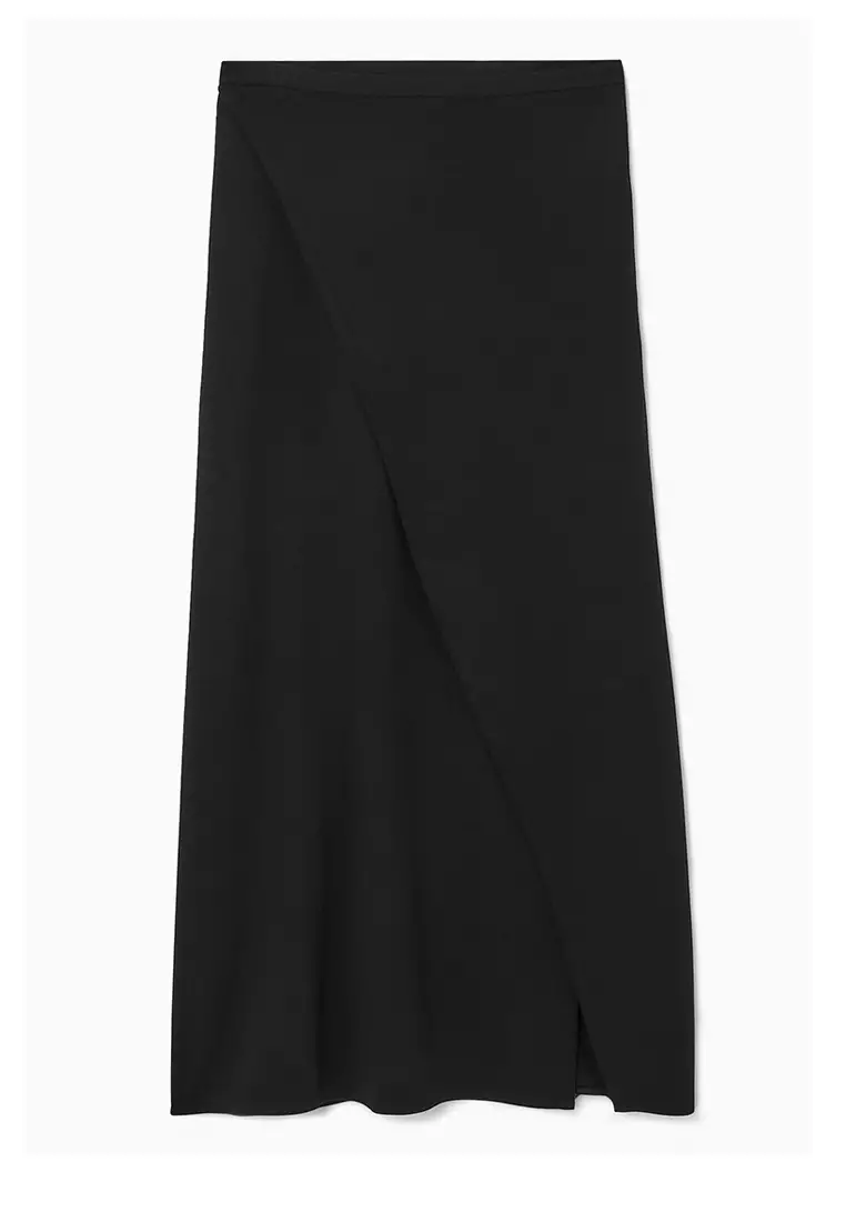 Jersey wrap maxi skirt black 2025