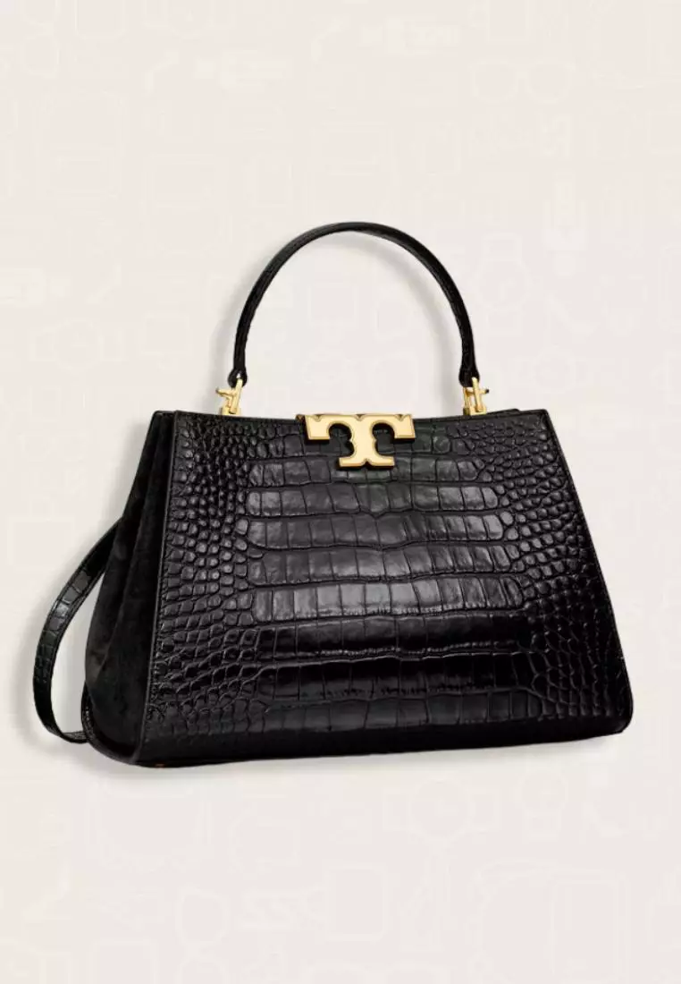 Tory Burch Eleanor Croc Embossed Satchel Black