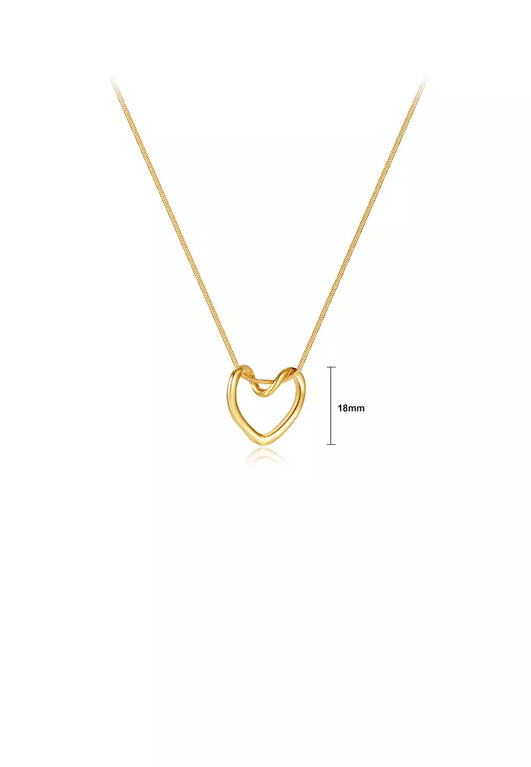 Simple and Fashion Plated Gold 316L Stainless Steel Hollow Line Heart-shaped Pendant with Necklace