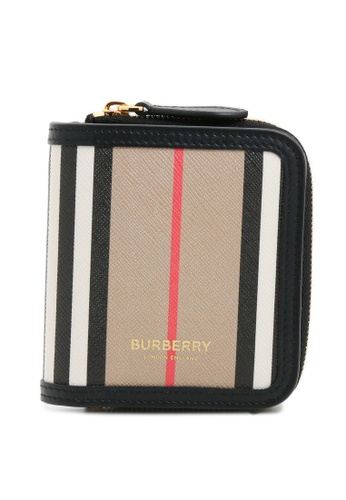 Burberry beige Icon Stripe E-Canvas And Leather Folding Wallet 9AB85ACEF1D1F5GS_1